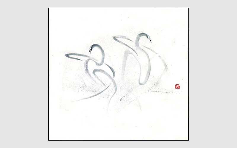 ROSLYN LEVIN SUMI-E FEELING THE LOVE