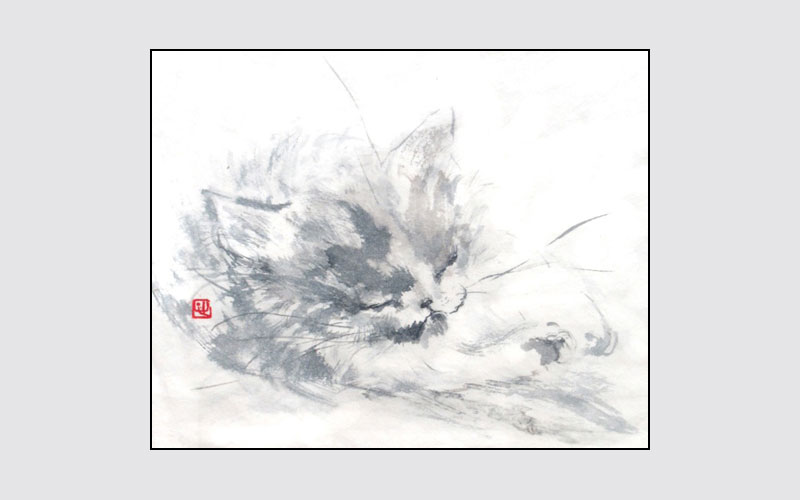 ROSLYN LEVIN SUMI-E FINALLY ASLEEP